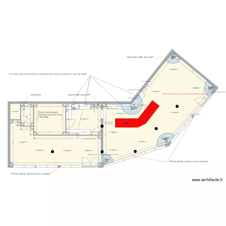 Boucherie Tr&eacute;laz&eacute; &eacute;lectricit&eacute;. Plan de 