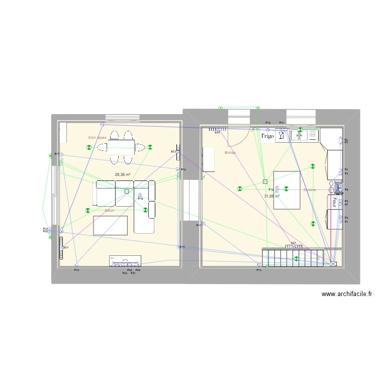 Maison Cédric RdC Electricité. Plan de 4 pièces et 125 m2