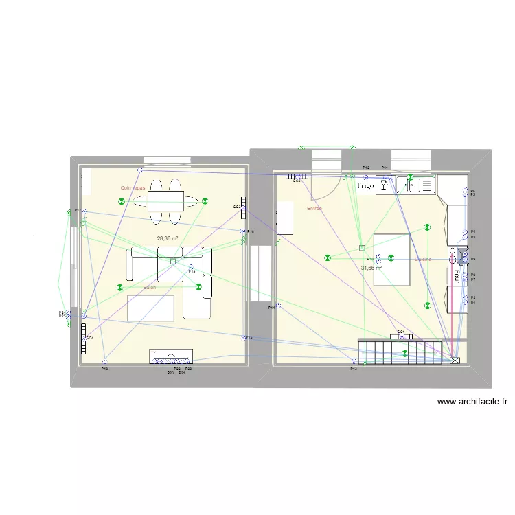 Maison C&eacute;dric RdC Electricit&eacute;. Plan de 