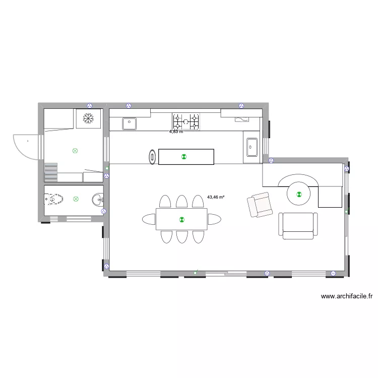 cuisine salon public 2. Plan de 1 et 43 m² cuisine salon public 2. Plan de 1 et 43 m²