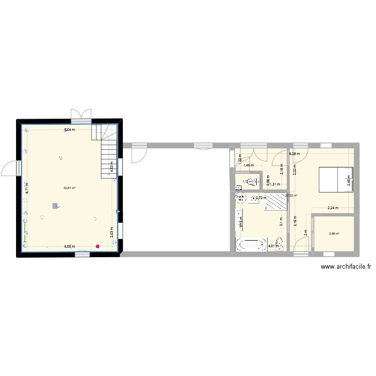 MONHOUMAMERS. Plan de 4 pièces et 65 m2