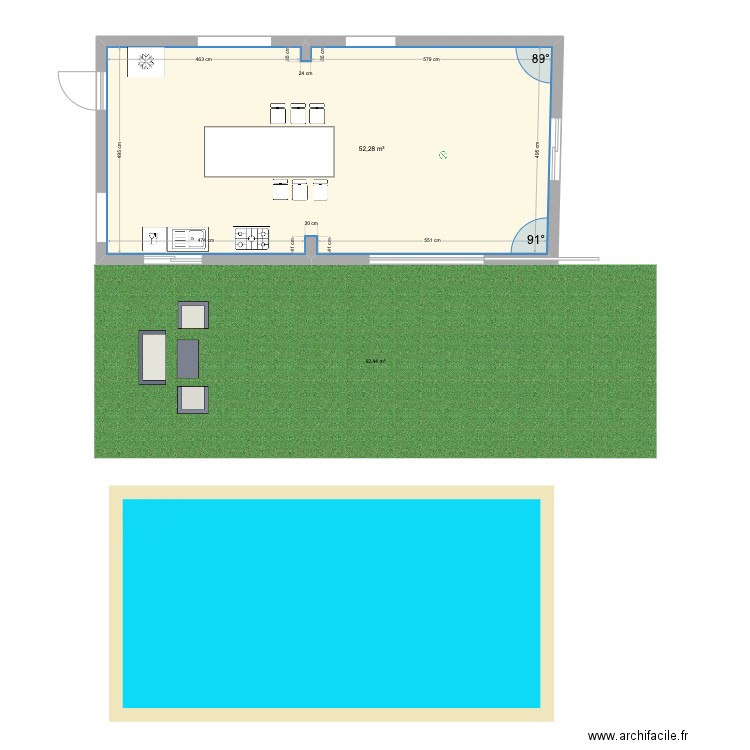 PLAN RHINOV. Plan de 1 pièce et 52 m2