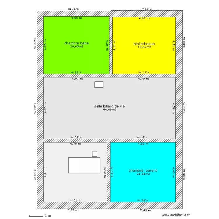 grenier pour poutrage . Plan de 