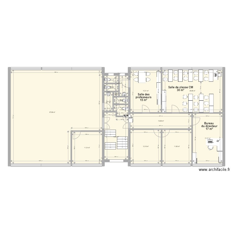 R+2 Guillemin affectation. Plan de 15 pièces et 219 m2