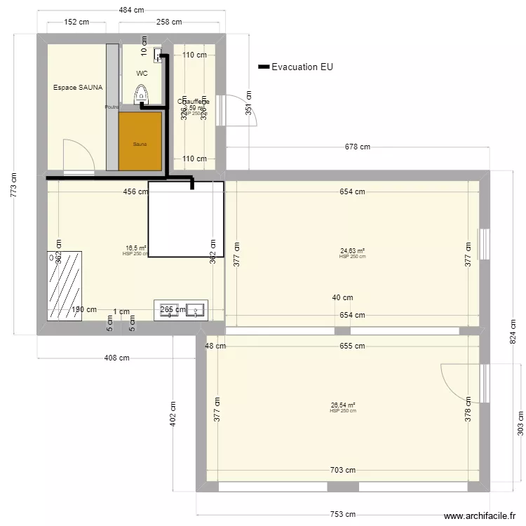 Love Room - Pouanc&eacute; - Plan de r&eacute;seau plombier . Plan de 