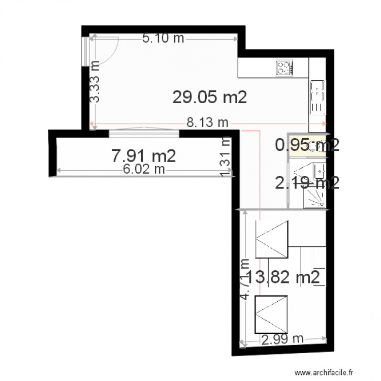 New 302 2pieces jardin. Plan de 0 pièce et 0 m2