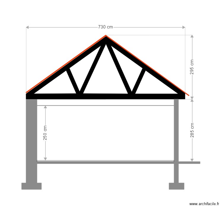 Charpente et coupe. Plan de 0 pièce et 0 m2