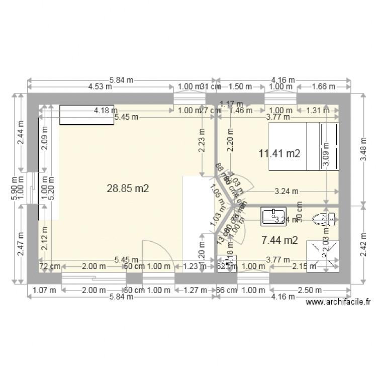 PLAN MAISON avec cotes. Plan de 0 pièce et 0 m2