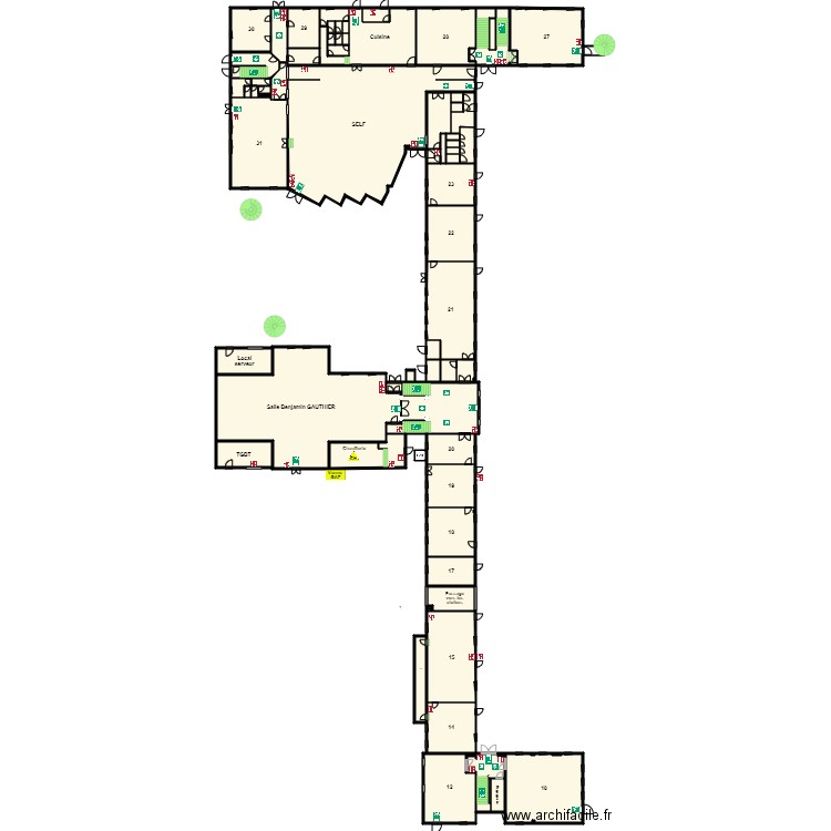 Plan RDC pour est. Plan de 71 pièces et 1750 m2