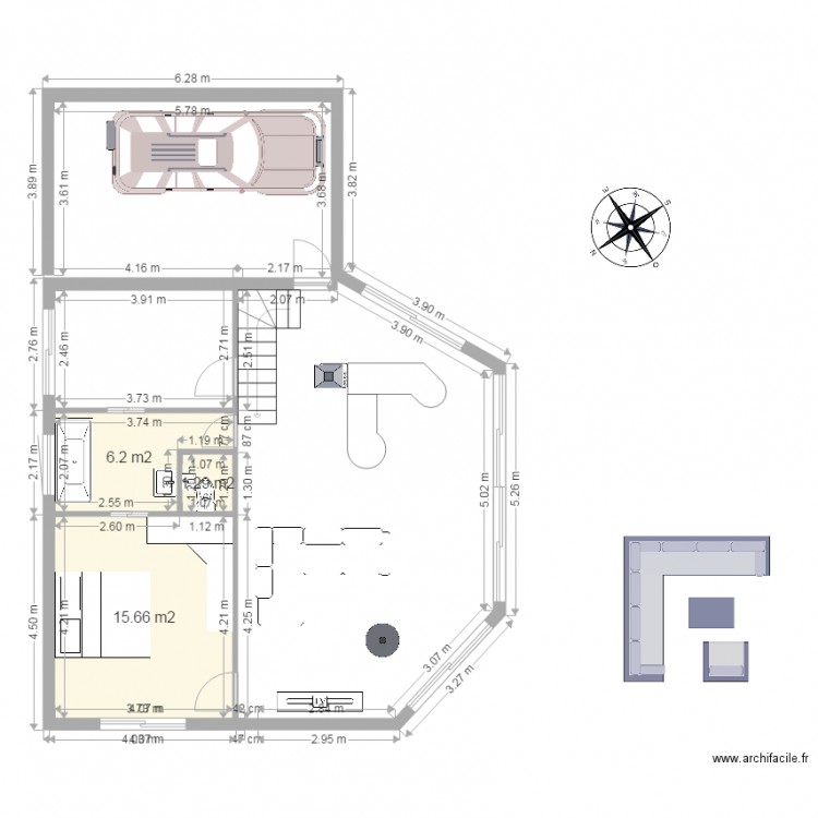 chalet avec garage mitoyen 20m carre. Plan de 0 pièce et 0 m2