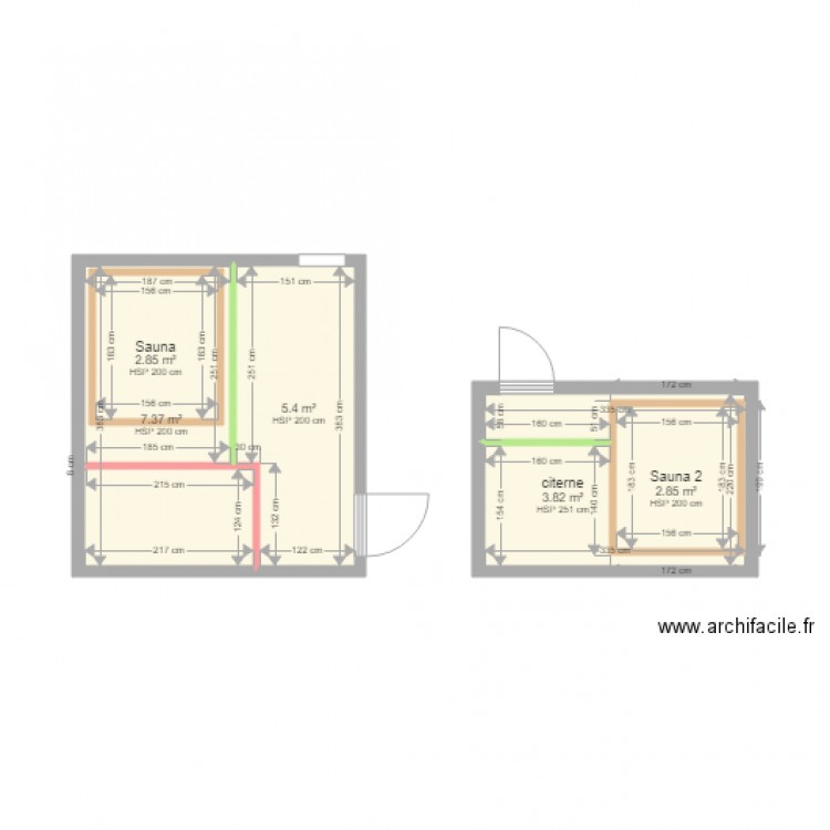 Sauna. Plan de 0 pièce et 0 m2