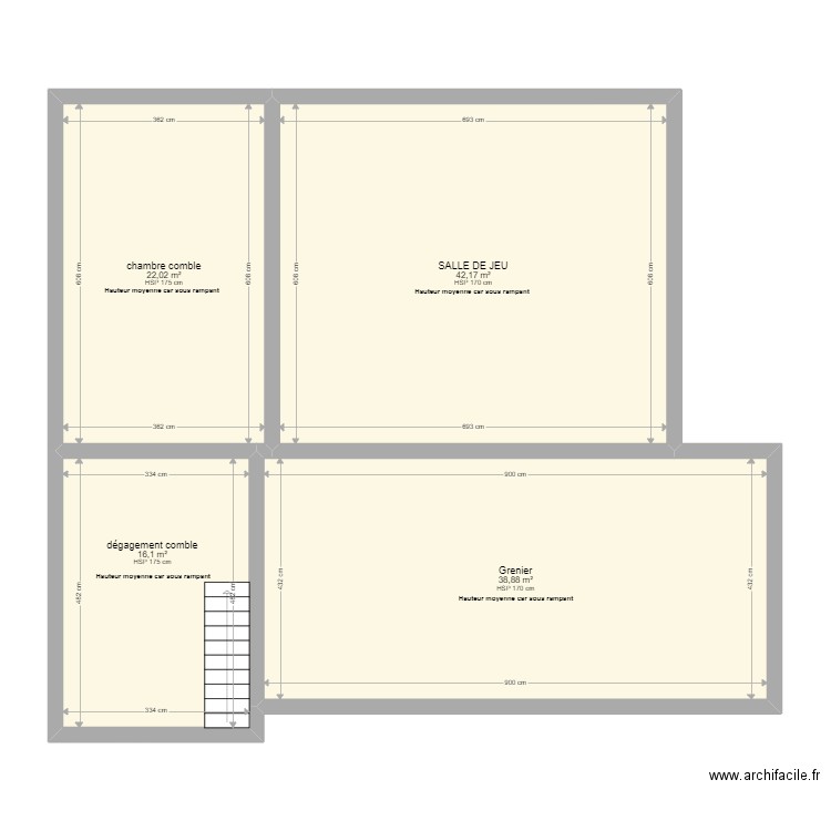 FLICK COMBLE. Plan de 4 pièces et 119 m2