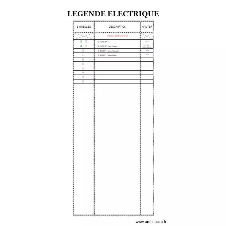LEGENDE ELECTRIQUE. Plan de 