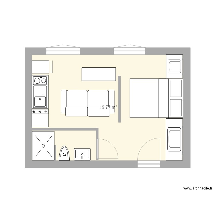 studio 20m2. Plan de 0 pièce et 0 m2