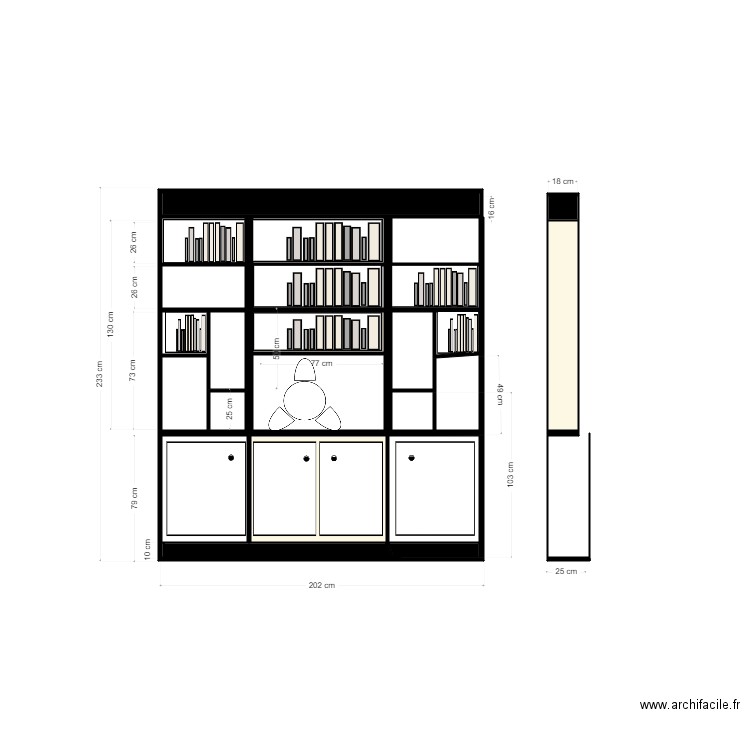 bibliotheque cuisine mur 9. Plan de 24 pièces et 4 m2
