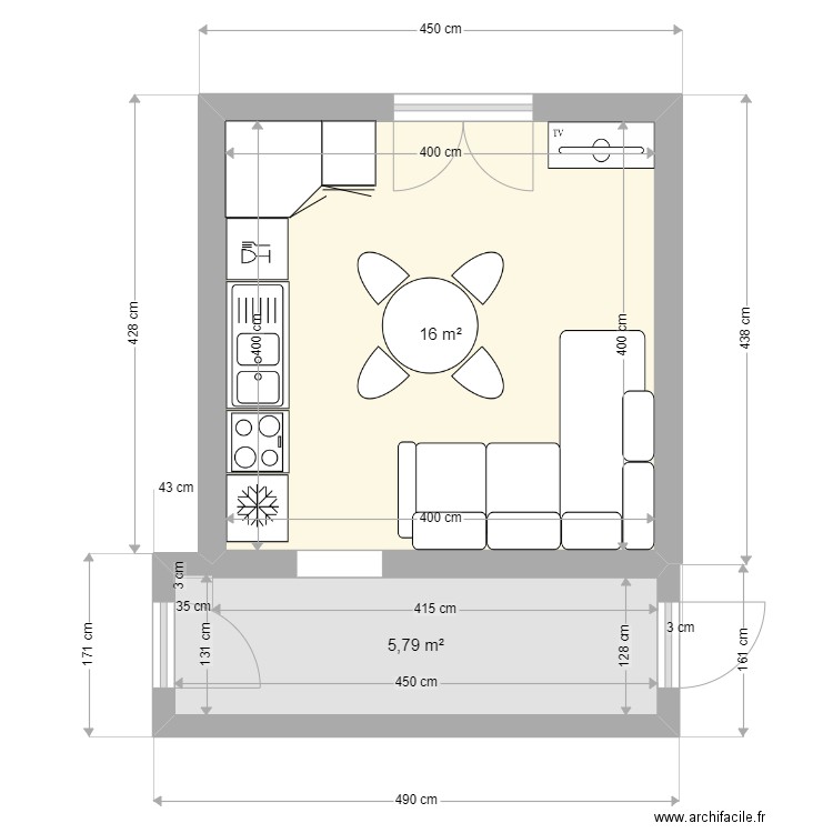 PROGETTO SOGGIORNO 02. Plan de 2 pièces et 22 m2