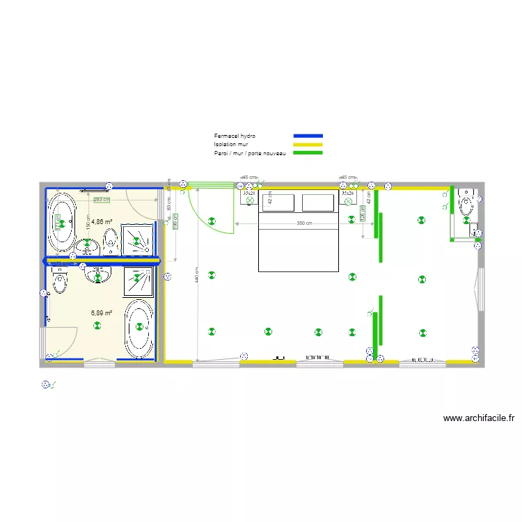 chambre 305 306 &eacute;lectro. Plan de 
