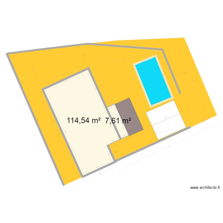 mur 3. Plan de 2 pièces et 122 m2