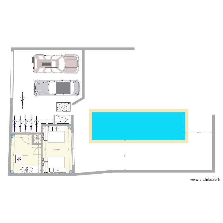 garage ré 5. Plan de 3 pièces et 29 m2