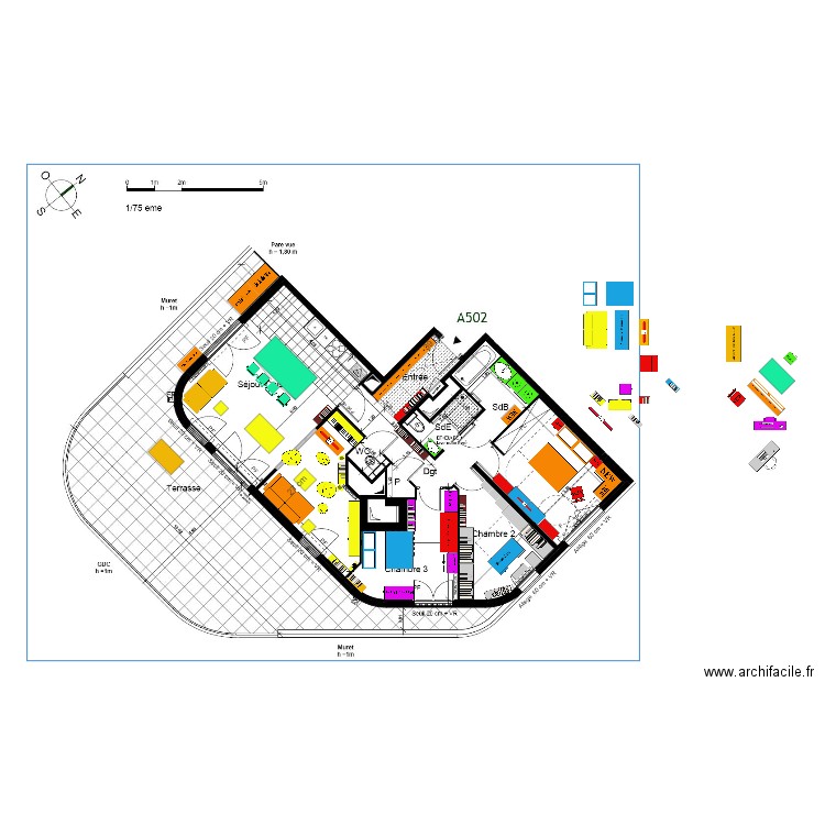FINAL plan indice 10 AMENAGEMENT mobilier V13 avec galandage piano angle. Plan de 0 pièce et 0 m2