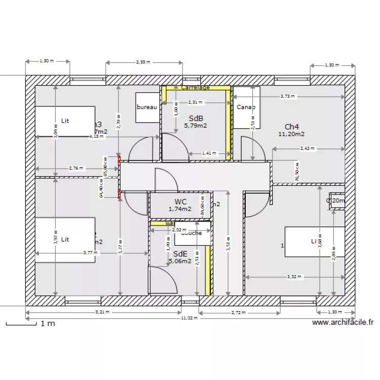 Etage Cote peintre. Plan de Etage Cote peintre. Plan de