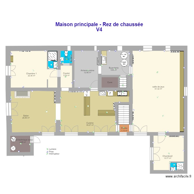 La  plaine  Rez de chaussée V4 sans meuble. Plan de 0 pièce et 0 m2