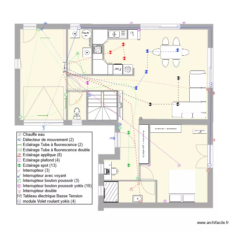 maison cheminemnt eclairage. Plan de 