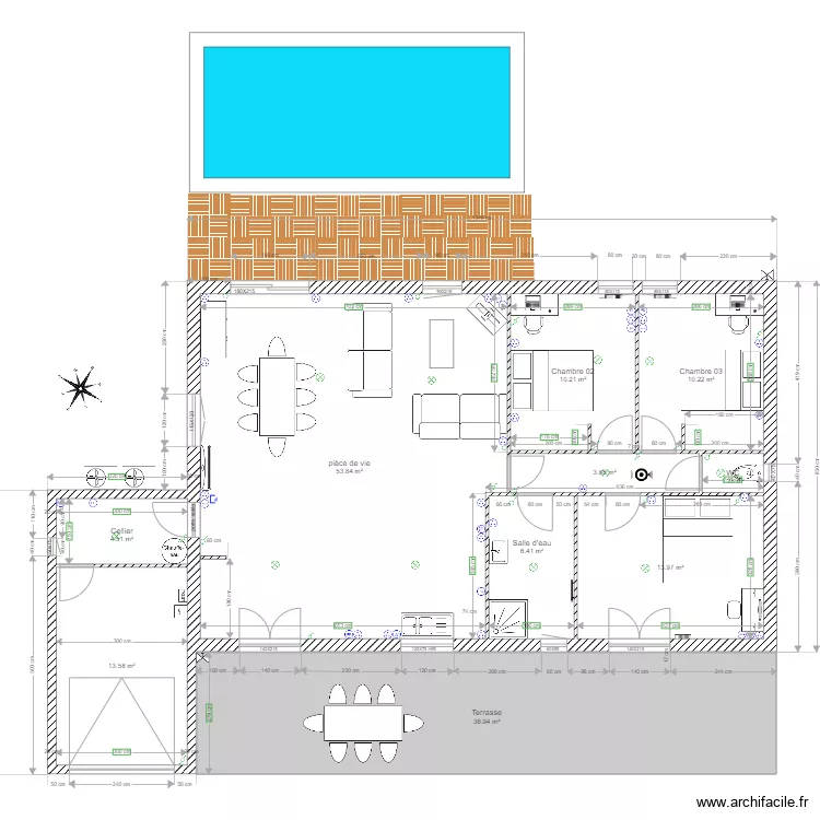 Plan Maison piscine. Plan de 