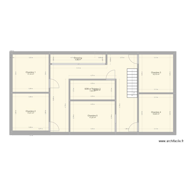 Maison SI. Plan de 8 pièces et 96 m2