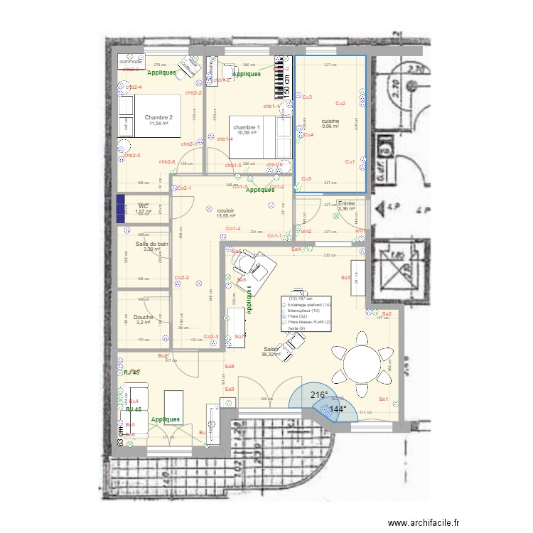 8 Chateaudun v11. Plan de 9 pièces et 95 m2