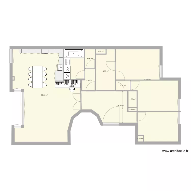 plan Ariane et Jeremy modifi&eacute; cuisine haut. Plan de 