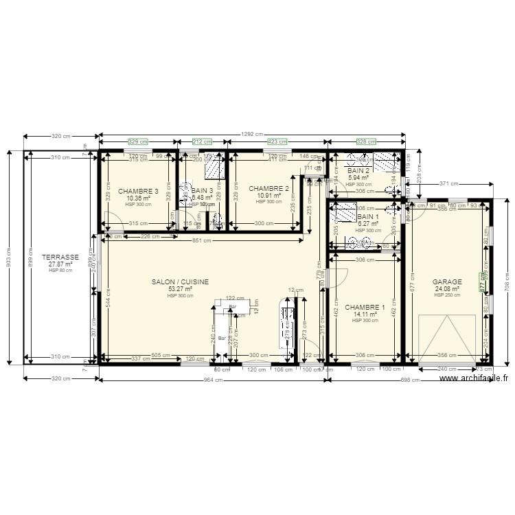 PLAN 4 PROJET DE MAISON MAËVA. Plan de 9 pièces et 159 m2