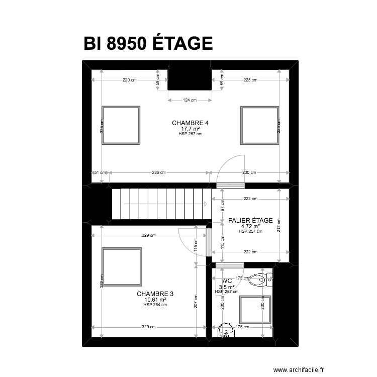 BI 8950. Plan de 19 pièces et 115 m2