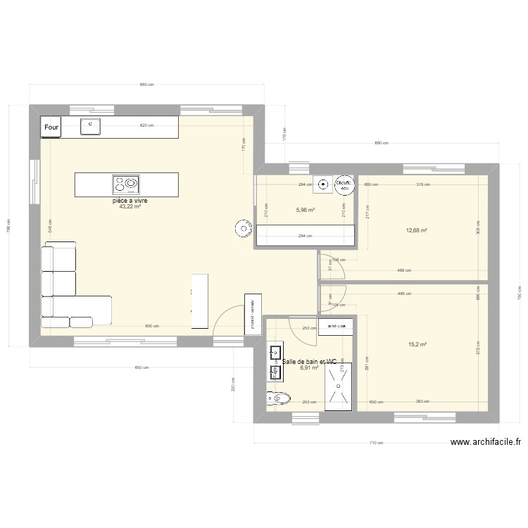 arre fin nouvelle implantation. Plan de 5 pièces et 127 m2