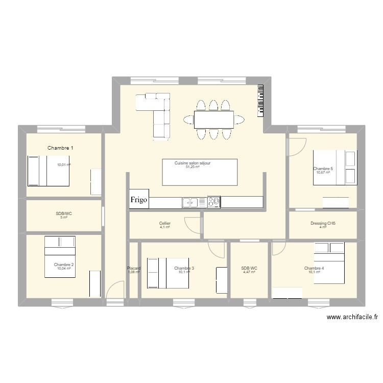 Nouveau Plan BOUTIGNY Simple RDC. Plan de 11 pièces et 121 m2