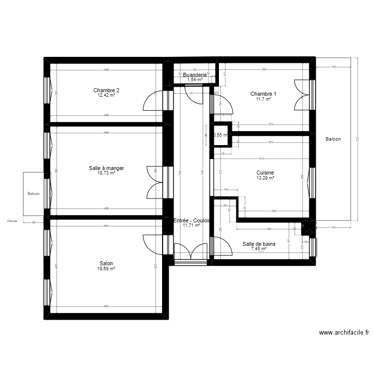 Plan Habitation principale. Plan de 10 pièces et 97 m2