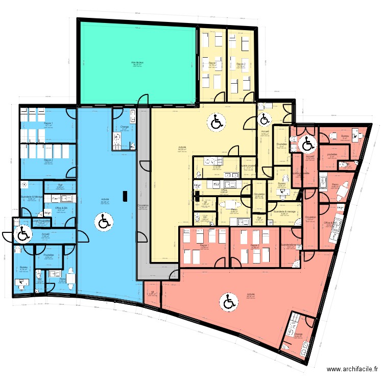 93SD1-8M projet V4 double. Plan de 45 pièces et 473 m2