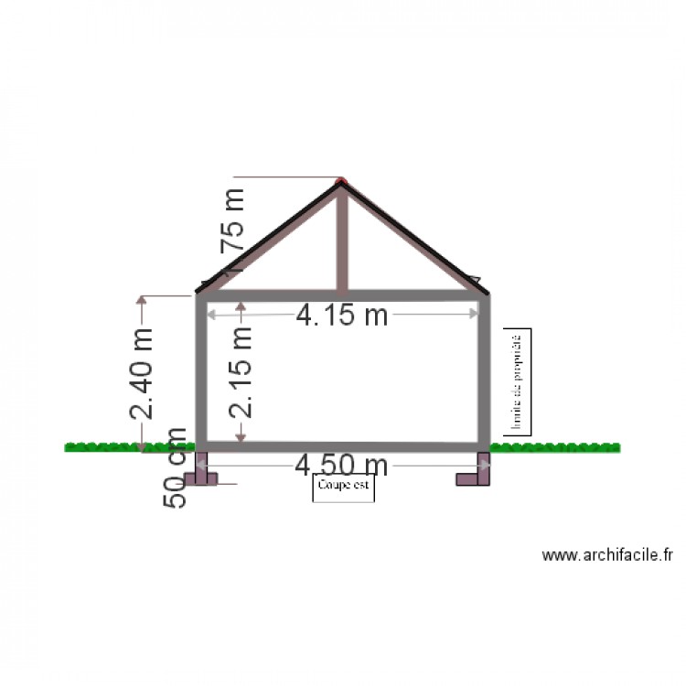 Coupe Est . Plan de 0 pièce et 0 m2