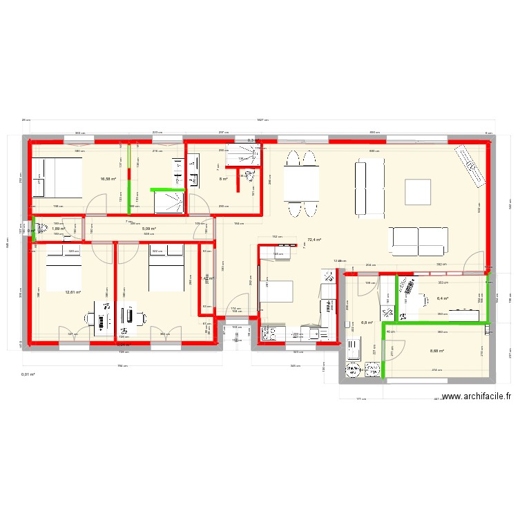 Maison . Plan de 15 pièces et 140 m2
