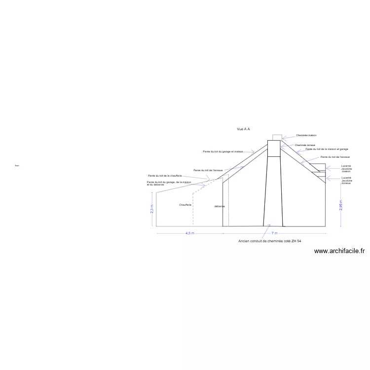 Vue de Gauche Vieux Four Velux. Plan de 