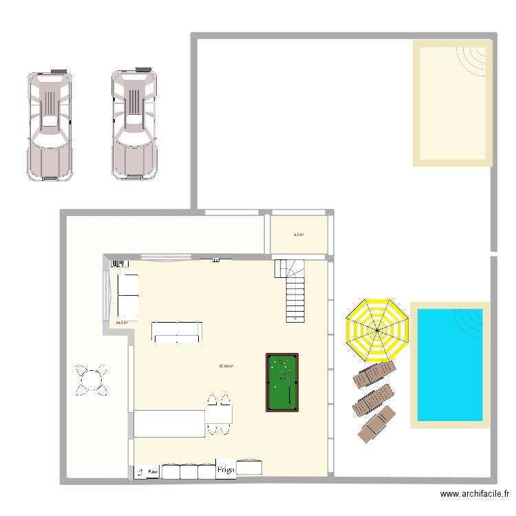 Maison . Plan de 3 pièces et 132 m2
