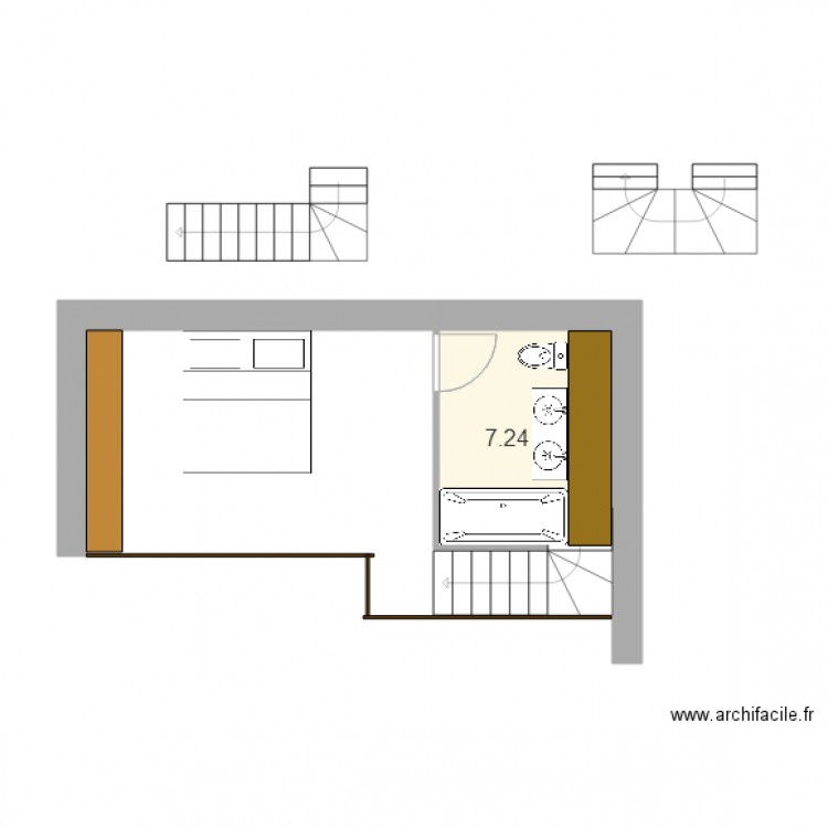Grange 1er étage différents escaliers 90 Mansarde 115 . Plan de 0 pièce et 0 m2