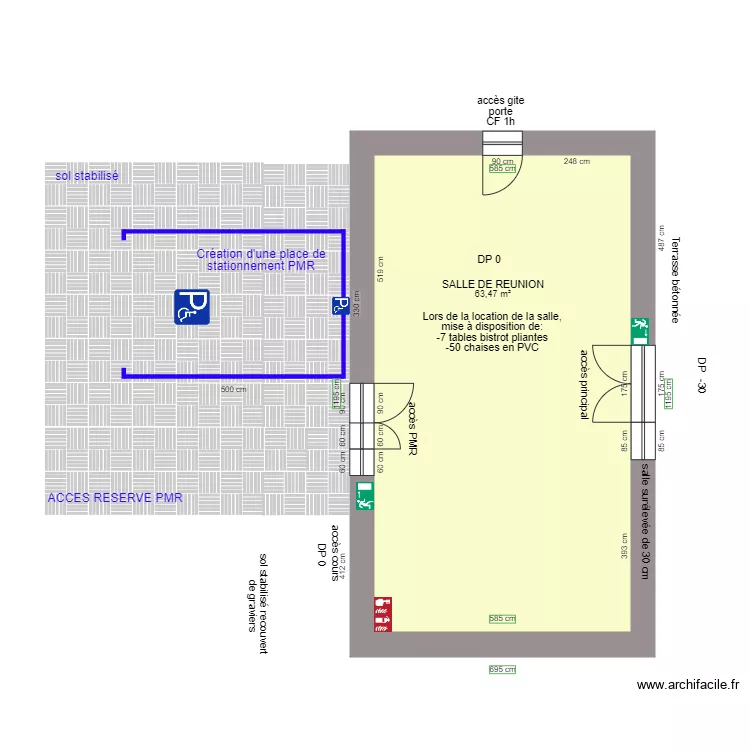 2 SALLE DE REUNION COTE hand APRES AMENAGEMENTS. Plan de 