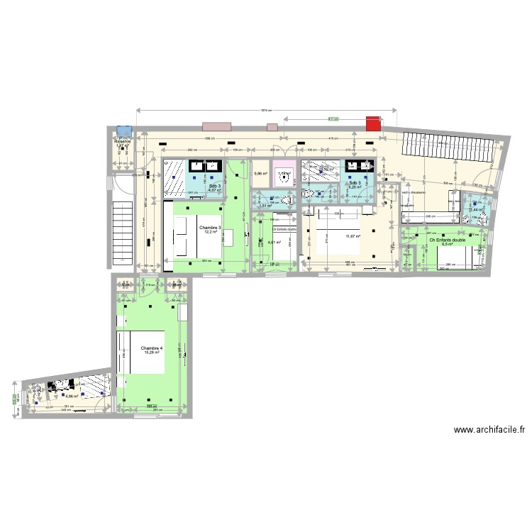 LES ANGLES Chambres 2022. Plan de 16 pièces et 102 m2