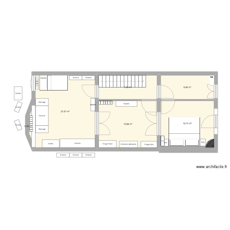 Plan 1er dossier prime. Plan de 6 pièces et 61 m2