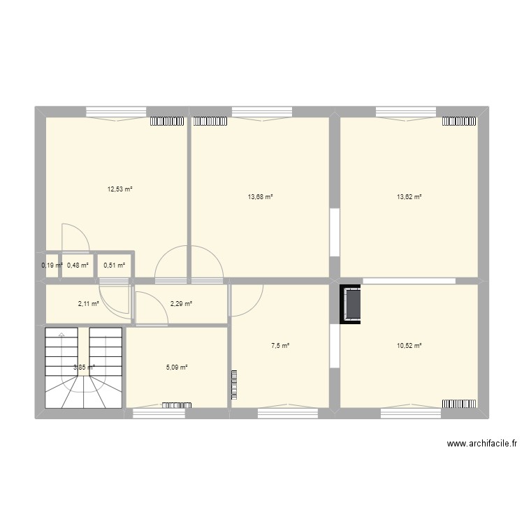 clamart R+1 old. Plan de 12 pièces et 72 m2