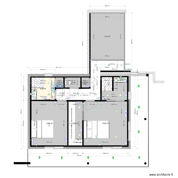 plan 2 maison. Plan de 9 pièces et 57 m2