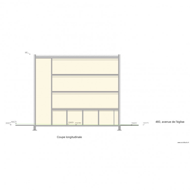 Plan AA préau Coupe longitudinale. Plan de 0 pièce et 0 m2