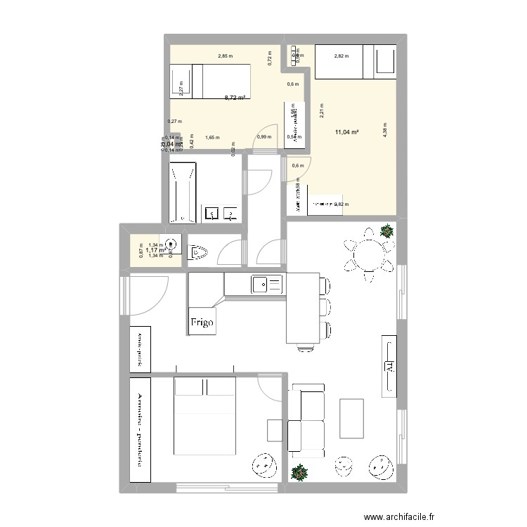 javel coté modif 71 m2 . Plan de 0 pièce et 0 m2