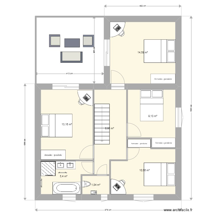 breti. Plan de 7 pièces et 64 m2